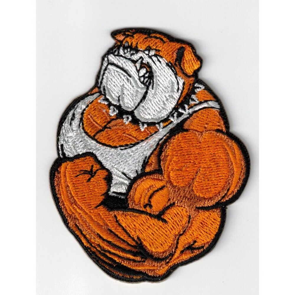 Bulldog Muscle Workout Premium 3in Embroidered Iron-on Patch